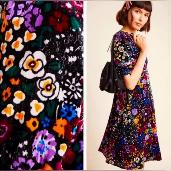 Anthropologie Francis Floral Velvet dress, NWOT - Picture 4 of 7